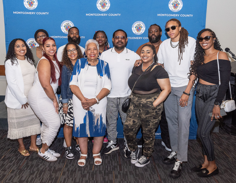 Emma Patterson with some of her kids and loved ones.